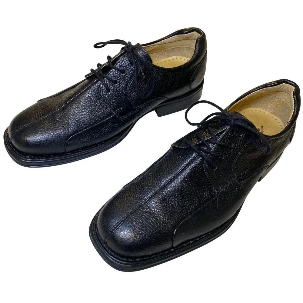 Belvedere Baybridge Black Pebbled Leather Oxford‎ Shoes Men's 8.5 D Brazil